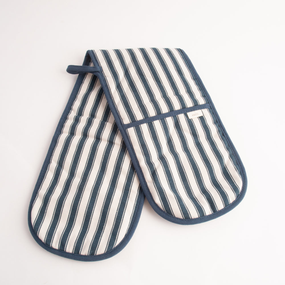 K&Co Home Collection Long Oven Mitt - NAVY PINSTRIPE